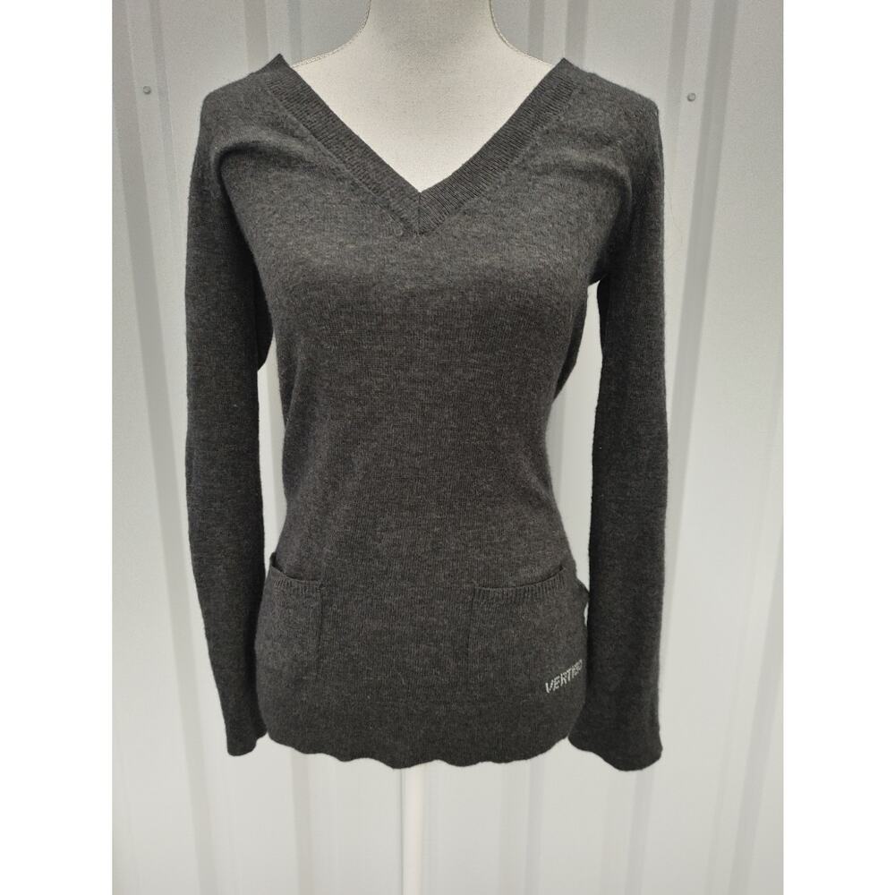 Vertigo Paris Sweater Angora Wool Blend V-neck Medium Gray